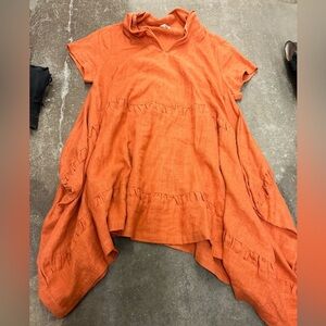 Lagenlook linen blend rust top art teacher artsy art to wear